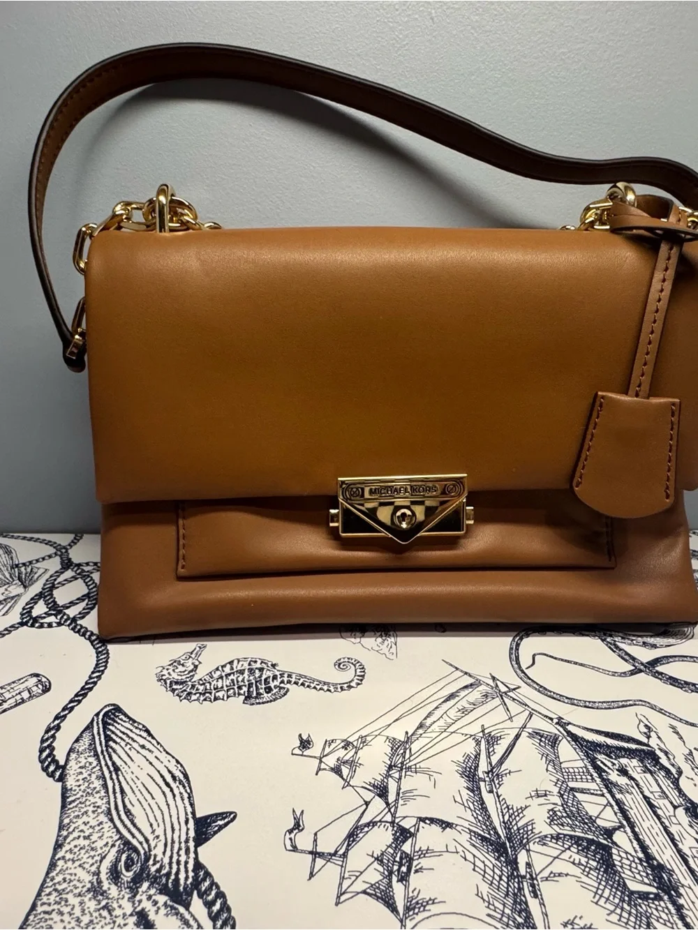 Michael Kors Tan Leather Chain Shoulder Bag